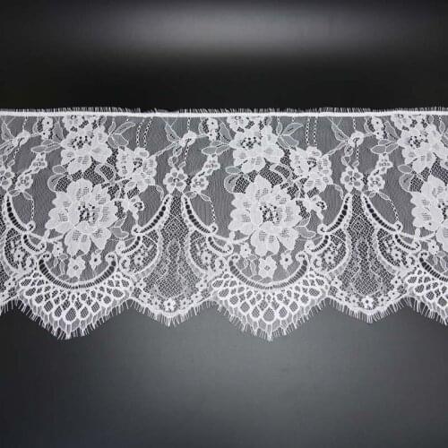 3 meters/lot) 27cm White eyelash lace fabric Trim Decoration Love Wedding dress accessories