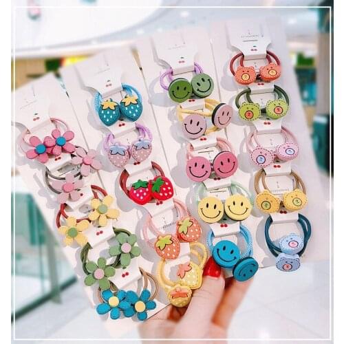 36set/lot 10pcs/set DIY Simple Acrylic Fruit Rubber Bands Elasticity Cartoon Flowers Hair Bands Styling Tools Accessories HA1609