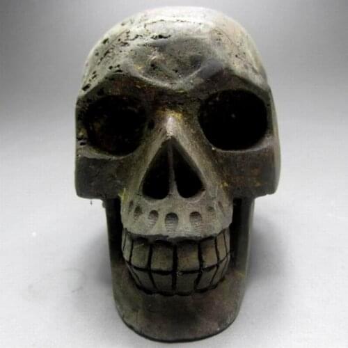 441g/71mm Fine Pyrite Skull Handmade Stone Carving - crystals and stones healing Mineral specimen Home Decor XX0313/01M