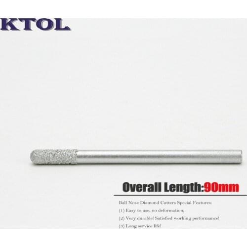 5pc 6*20*90MM Extra Long Ball Nose Milling Cutter Diamond Router Bits for Stone Marble Carving 3D Endmill CNC Engraving Tools