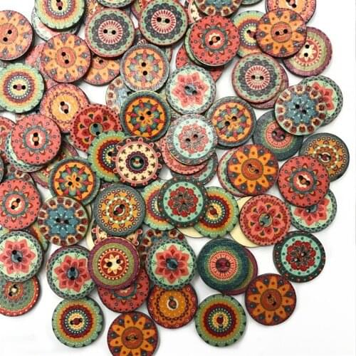 50pcs Painted Gear Wood Buttons for Handwork Sewing Scrapbook Clothing Crafts Accessories Gift Card