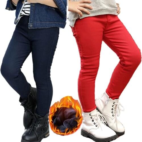 Kids Winter Pants For Girls Leggings Candy Color Girl Warm Long Pants Girls New Year Velour Thick Child Trousers For Teenagers