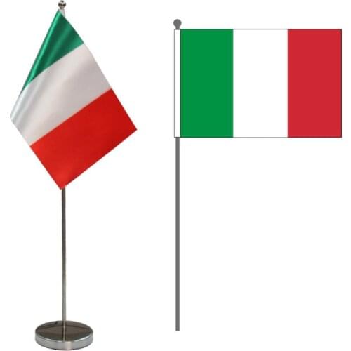 Italy Table Flag 9" x 6"- Spanish Desktop Desk Flag Table Display with Sticks & Bases