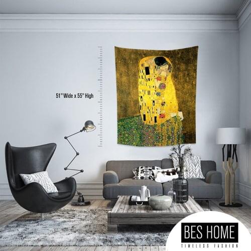 Gustav Klimt-Kiss,Fabric Wall Hanging,Tapestry,Textile Wall Hang,Wall Decoration, master Piece Tapestry