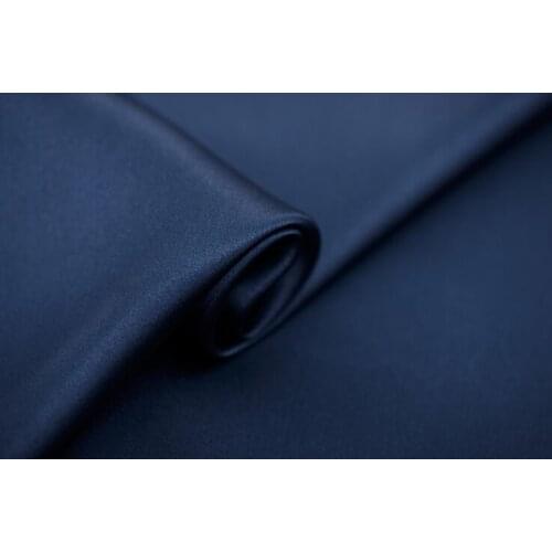 Howmay 100% pure silk charmeuse satin fabric 30m/m 114cm dark blue 70# especially heavy weight for dress or cheongsam