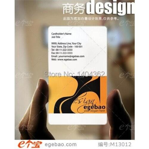 Customized business card printing Plastic transparent /White ink PVC Business Card one faced printing 500 Pcs/lot NO.2001