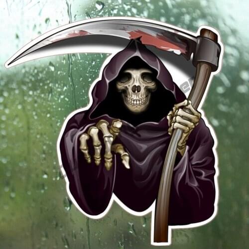 Terror Pickaxe Axe Death Skull Colorful Car Sticker Funny Auto Bumper Truck Yacht Speedboat Cover Scratches Decals KK14x13cm