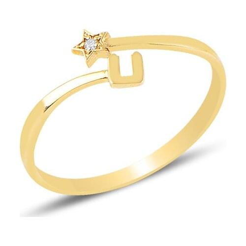 Diamond Star U Letter Ring