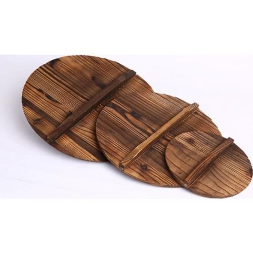 Hot Chinese Natural Wooden Pot Cover Pan Lid With Large Handle Anti-Hot Anti-Spillover 10/11.8/14/15.7Inch