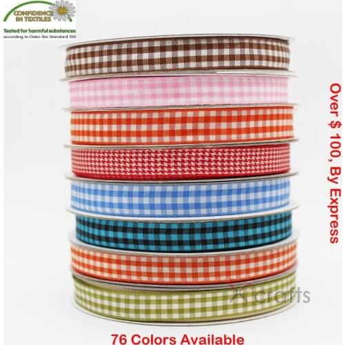 Gingham Ribbon 6 MM 3/8" 9mm 5/8"16mm 1"25MM 1-1/2" 38 MM Wedding DIY Tape Gift Christmas Red 76 Colors