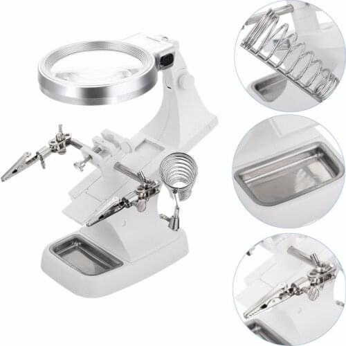 Multifunctional Welding Magnifier LED Helping Hand Soldering Iron Stand Magnifying Lens Magnifier Clamp Tool
