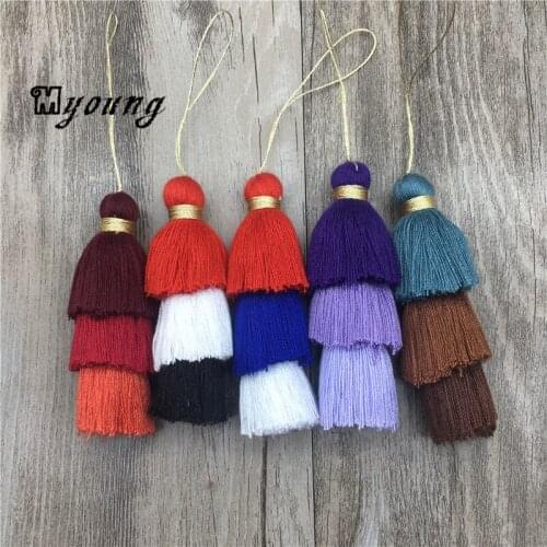 Handmade Layered Three Tier Jewelry Tassels Pendant Triple Cotton Tassel Ombre Tiered Earrings Tassels for Jewelry Making MY1489