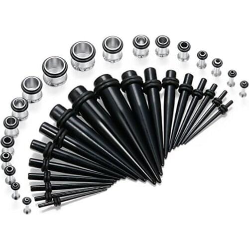 36piece 14G-00G Piercing Kit Ear Stretching Acrylic Taper and Stainless Steel Plugs Body Jewelry Piercing Gauge Tunnel Set