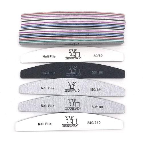 10 Pcs Nail FIle Set Lixa Unha Limas 80/100/150/180/240 Sanding Buffer Files Bloc Polissoir Ongle Half-Moon Style Manicure Tools