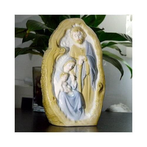 Catholic sanctuary holy family three ceramic table set study bedroom decorations, religious supplies, religious gifts