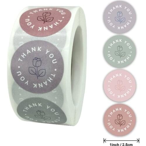 500pcs Retro Color Thank You Stickers Adhesive Seal Labels Student Journal Decoration Label Stationery Sticker