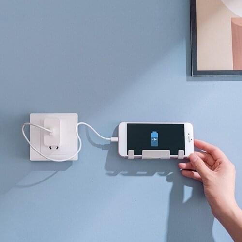 Mobile Phone Charging Stand Home Bedroom Bedside Kitchen Support Frame Paste-free Perforation Wall-mounted Multifunctional Rack