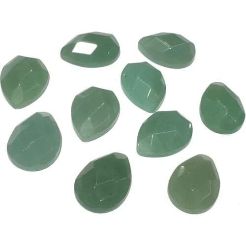 Natural Stone Green Aventurine Cabochon Faceted Water drop shape No Hole Loose Beads For jewelry making DIY Ring accessories