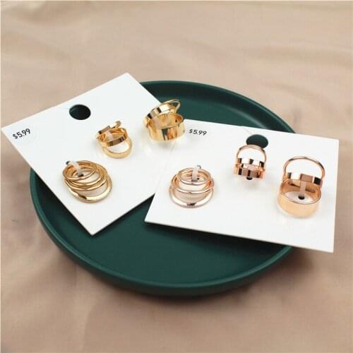 New Fashion Hip Hop Shinning Smooth Gold Color Alloy Simple Rings Set for Women Finger Rings Hand Jewelry Party Gifts 10 pcs/set