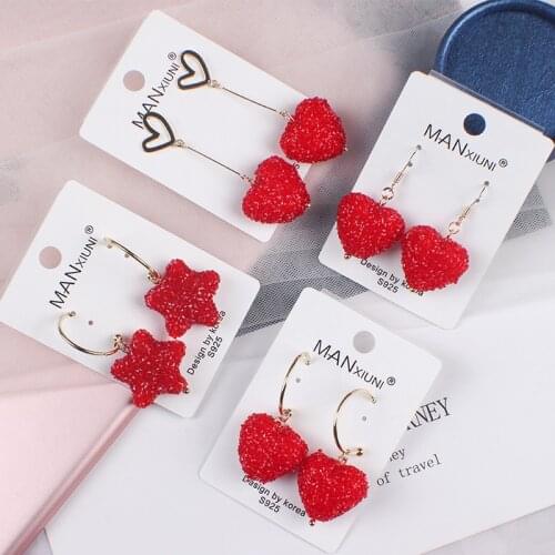 2020 New Hot Sale Star Style Red Fashion Korean Elegant Geometric Dangle Earrings for Women Cute Pendant Mujer Jewelry