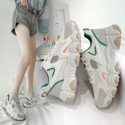2020 autumn new thick-soled increased womens shoes fashion old shoes womens wild white casual sports shoes tide X393
