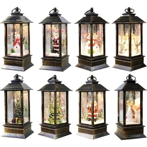 New Year Lantern LED Candle Light Ramadan Lanterns Ornaments Santa Elk Flameless Lamp 2021 New Year Decor Новогодний Фонарь