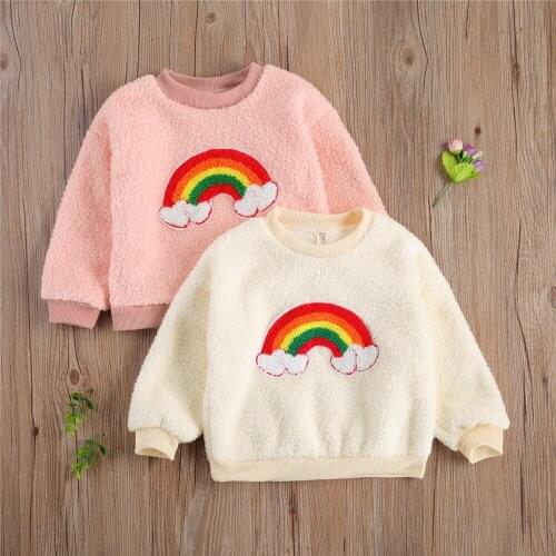Autumn Winter Baby Girl Cartoon Rainbow Pullover Kids Keep Warm Long Sleeve Round Neck Sweater