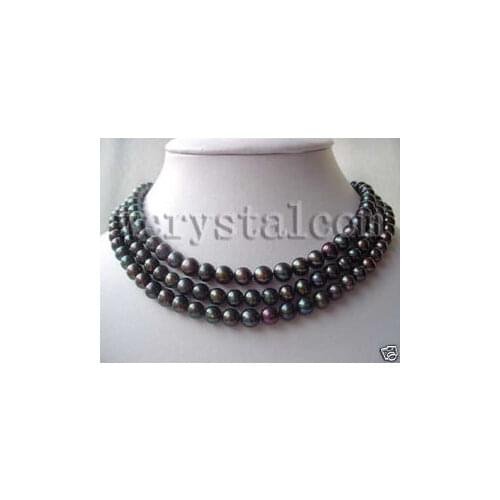 3 Row Black Freshwater Pearl 8 9mm Necklace