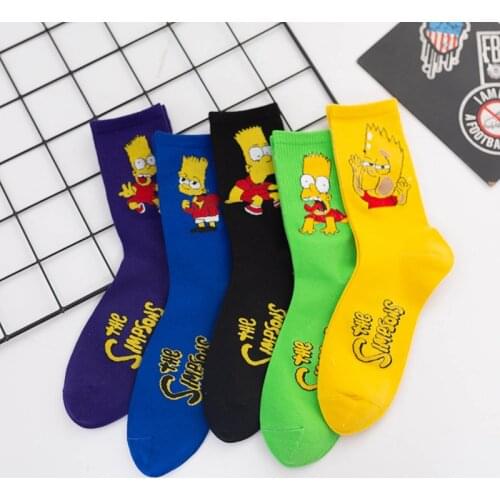 A Pair of Autumn and Winter Men and Womens Socks Fashion Cartoon Happy Novel Quality Stitching Soft and Comfortable Crew Socks
