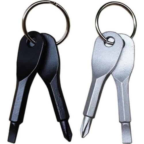 Outdoor EDC Portable Multifunctional Tool Slotted Screwdriver with Key Ring Keychain Cross Head Flathead Screwdriver