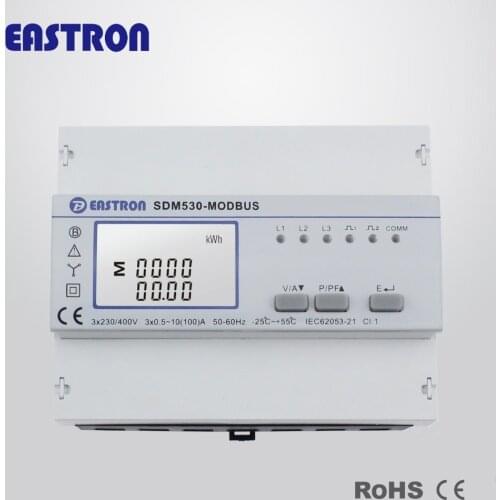 SDM530 Modbus Three Phase Four Wire Din Rail Energy Meter with DO, RS485 Modbus RTU and Pulse Output, CE approved