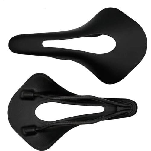 Aspide Road Bike Saddle Carbon White Black Fiber + Leather Bike Bicycle Seat Saddle Cushion Bow Rail 114g