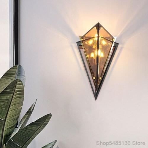 Modern Glass Frame Wall Lamp for Living Room Bedroom Wall Sconce Light Fixtures Stairs Lamp Loft Decor Industrial Decor Lighting