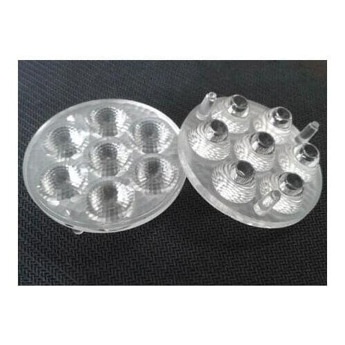 TJKY-45 High quality Led Optical Lens 7P, Lens Size: 45X11.5mm, Degree 30, 45, Bead surface, With base feet, PMMA