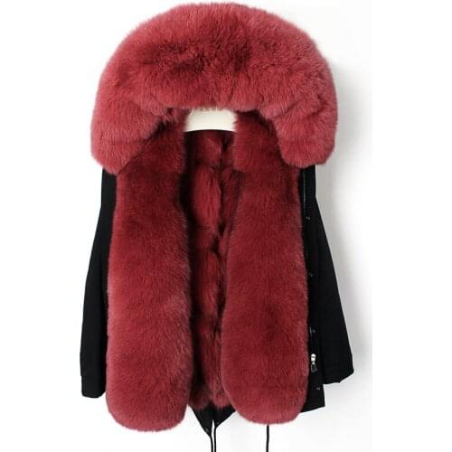 2019 Waterproof Real Fur Coat Winter Jacket Women Long Parka Natural Fox Fur Hood Thick Warm Streetwear Outerwear Oversized
