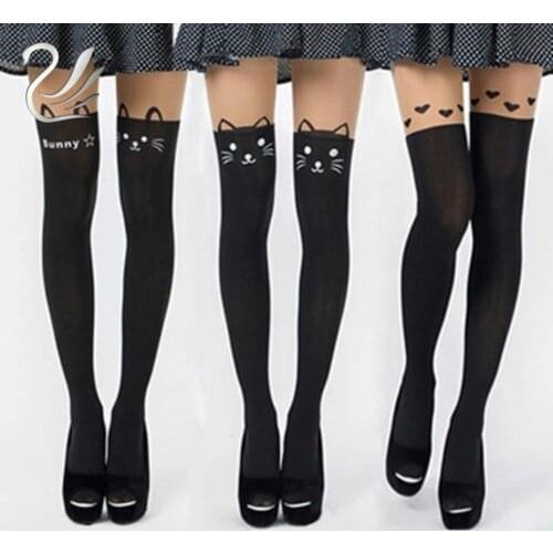 Hot Sale Womens Pantyhose Girls Sexy High Cat Slim Thigh High Hosiery Over The Knee Pantyhose High Medias Silk Stockings