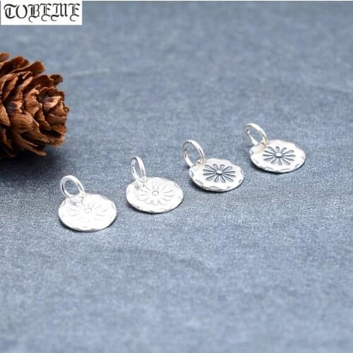 100% 925 Silver Flower Charm 925 Sterling Small Pendant DIY Bracelet Charms