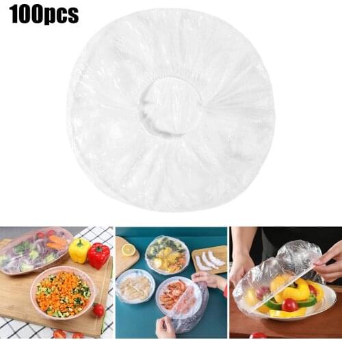 100Pcs Disposable Bowl Cup Cover Food Fresh Keeping Vacuum Sealed Bags Dust Proof Plastic Wrap Saver Bag Kitchen Storage Tool