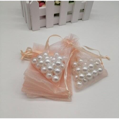 100pcs Organza Bags Champagne Organza Gift Bags For Jewelry Packaging Display Christmas Wedding Jewelry Storage Drawstring Bag