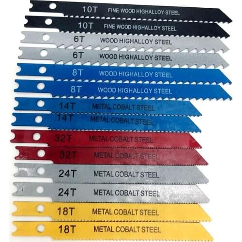 14pcs U-shank Jig saw Blade Set Assorted Metal Steel Jigsaw Blade Fitting For Plastic Wood Cutting Tools