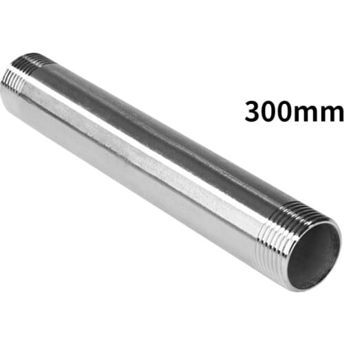 300mm 1/8" 1/4" 3/8" 1/2" 3/4" BSP Male Thread Long Nipple SS304 Stainless Steel Pipe Fitting Connector Adapter Pipe Industrial