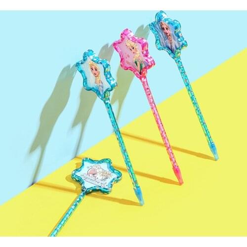 4pcs Disney Frozen Gel Pen Elsa Anna Cartoon Black Pen Cute Student Stationery Kids School Christmas Gift 0.5MM Signature Pen