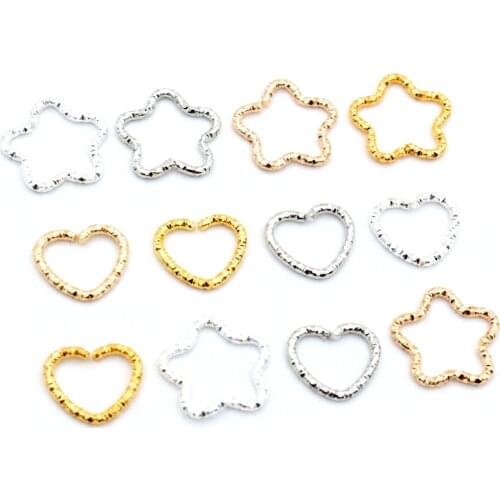 50pcs/lot Gold Silver Plated Heart Star Jump Rings Twisted Split Rings Spacer Connectors For Jewelry Making Making Supplies