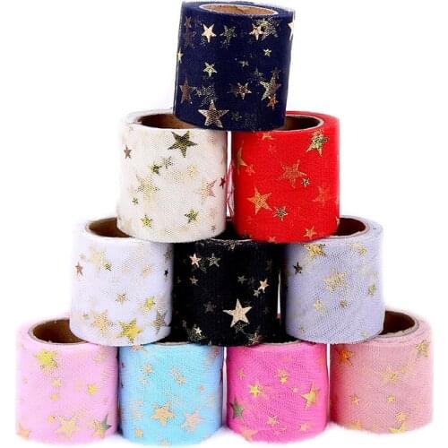 6cm/8cm/12cm 10 Yards Glitter Star Tulle Roll Ribbon Handcraft DIY Sewing Garment Wrapping Materials Tutu Wedding Decoration
