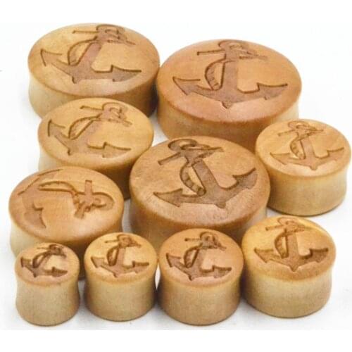 110PCS Free Shippment Body Jewelry- Anchor Wood Ear Plugs Ear Scretcher Tunnle Sets Earlet Gauge 8mm up to 30mm (11sizes)