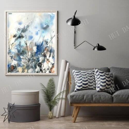 Abstract Blue Painting, Abstract Botanical Art Print, Winter Inspired Abstract Watercolor Print Art, abstract Wall Art