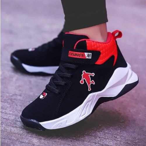 2021 Basketball Shoes Thick Sole Soft Summer Kids Sneakers Non-Slip Leather Children Sport Shoes Outdoor Autumn Boy Basket Girls