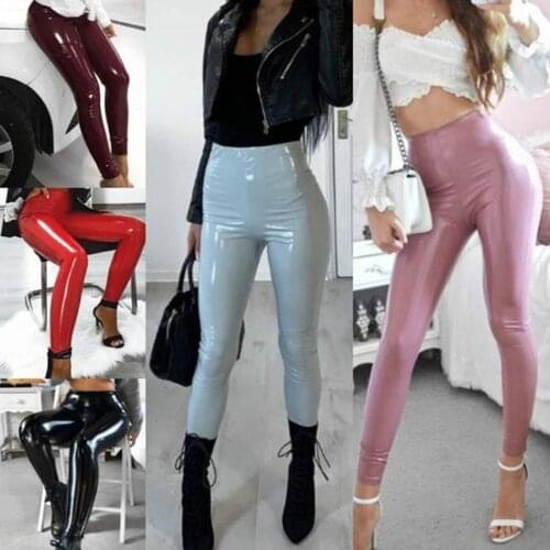 Autumn Winter Women Sexy Stretchy Faux Leather Long Pants High Waist Skinny Trousers Plus Size 3XL For Female 2020 Newest