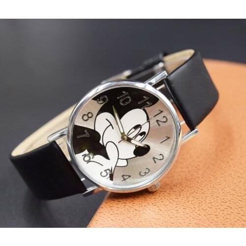 Disney Cute cartoon quartz wristwatch children leather Ladies watch Mickey women watches kid boy girls relojes Doll accessories