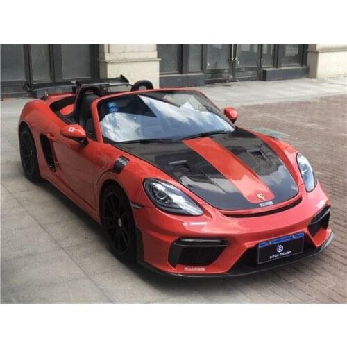 Suitable for 718 Porsche Gt4 Surround Boxster Cayman Carbon Fiber Front Bar Cover Rear Lip Tail Wing